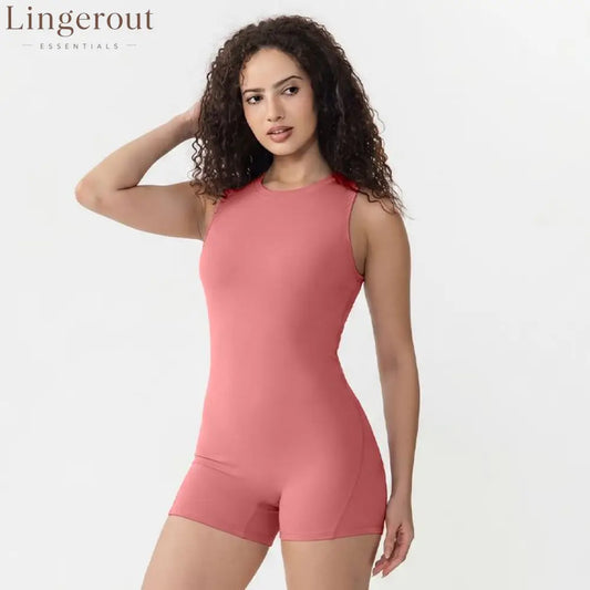 Racerback Hollow Out Back Yoga Short Jumpsuit