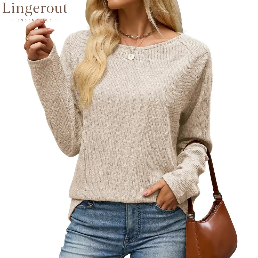 Raglan Sleeve Round Neck Knit Top