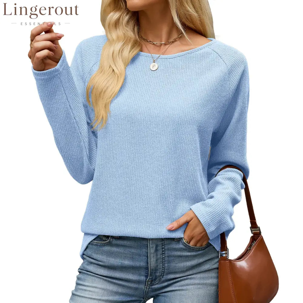 Raglan Sleeve Round Neck Knit Top