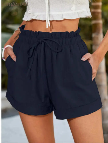 Relaxed Drawstring Shorts - Navy blue / S