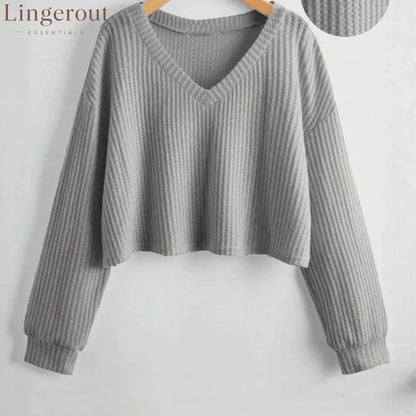 Relaxed V-Neck Ribbed Crop Top