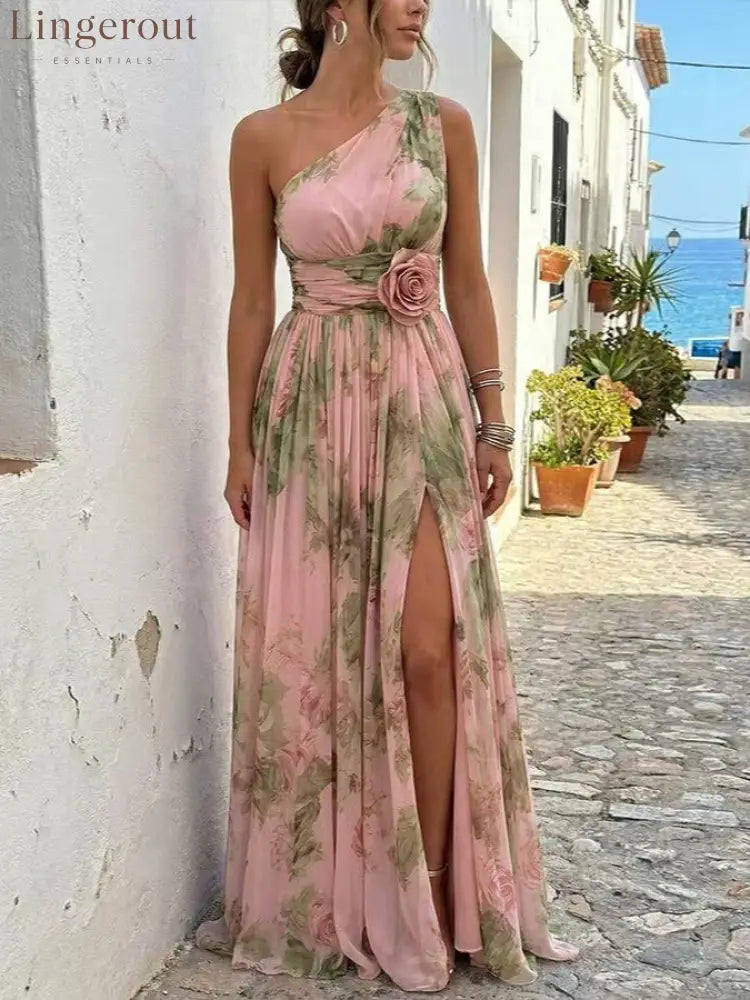 2026 New Cross-Border Vintage Print Halter Neck Dress Fashionable and Elegant Waist-Cinching Slimming French-Style