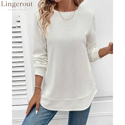 Round Neck Long Sleeve Solid Color Top