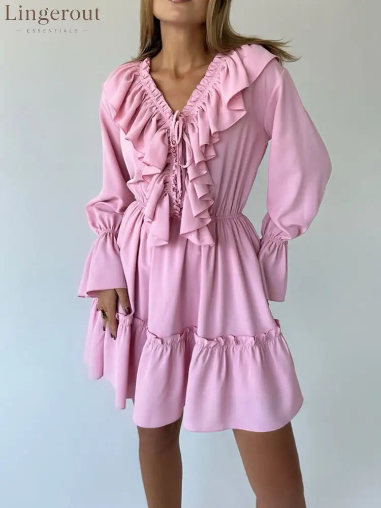 Ruffle Flounce Sleeve Mini Dress