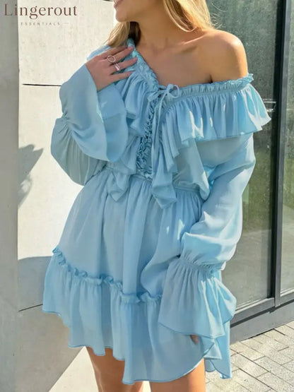 Ruffle Flounce Sleeve Mini Dress