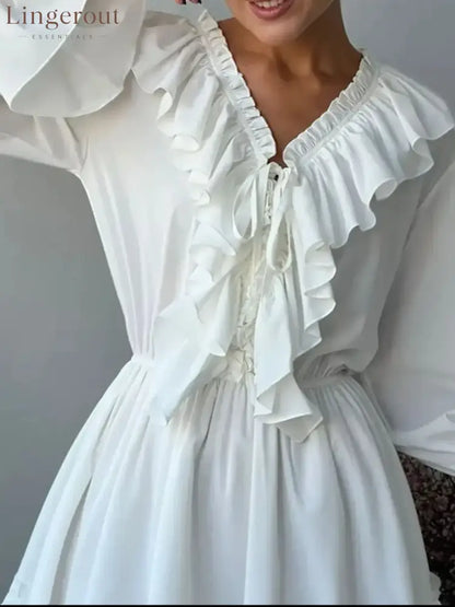 Ruffle Flounce Sleeve Mini Dress
