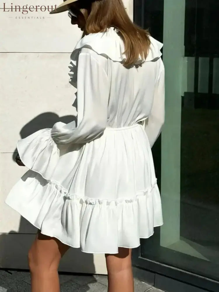 Ruffle Flounce Sleeve Mini Dress