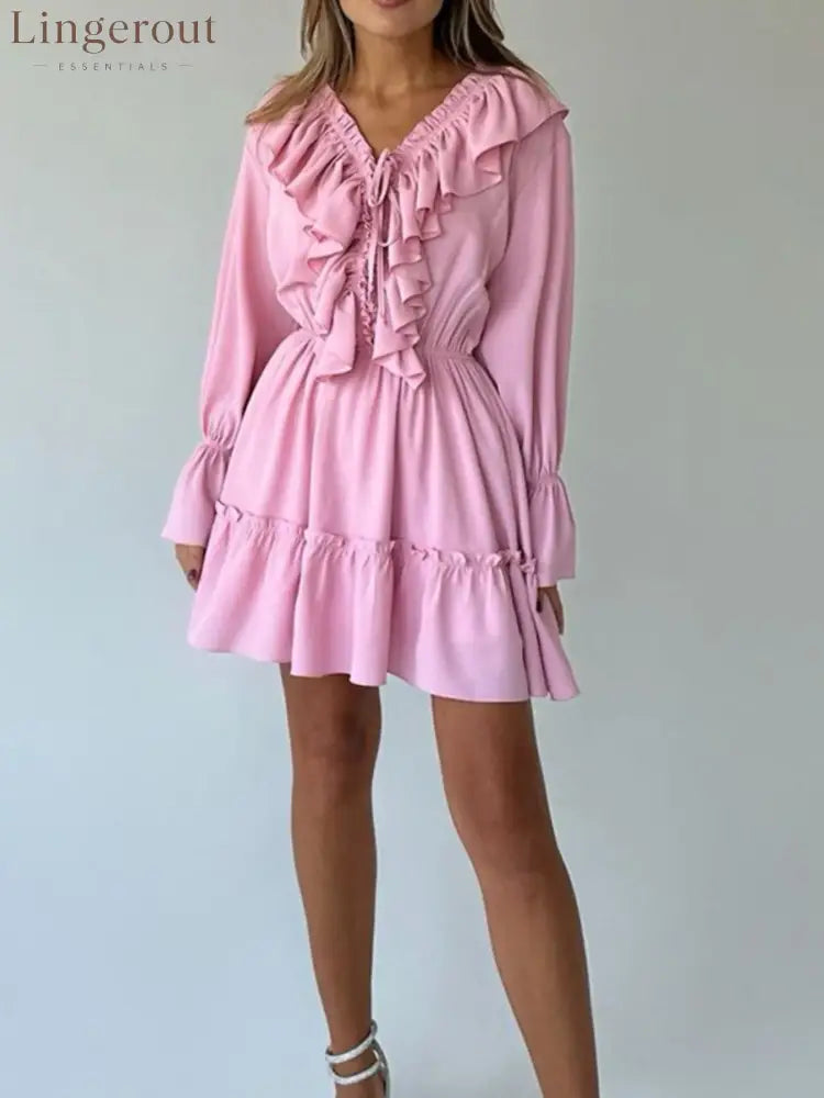 Ruffle Flounce Sleeve Mini Dress