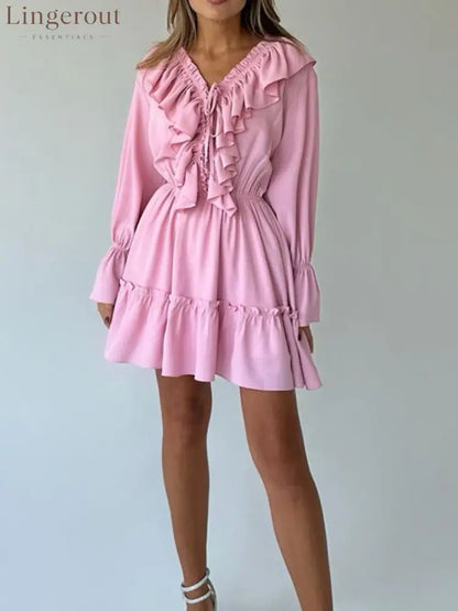 Ruffle Flounce Sleeve Mini Dress