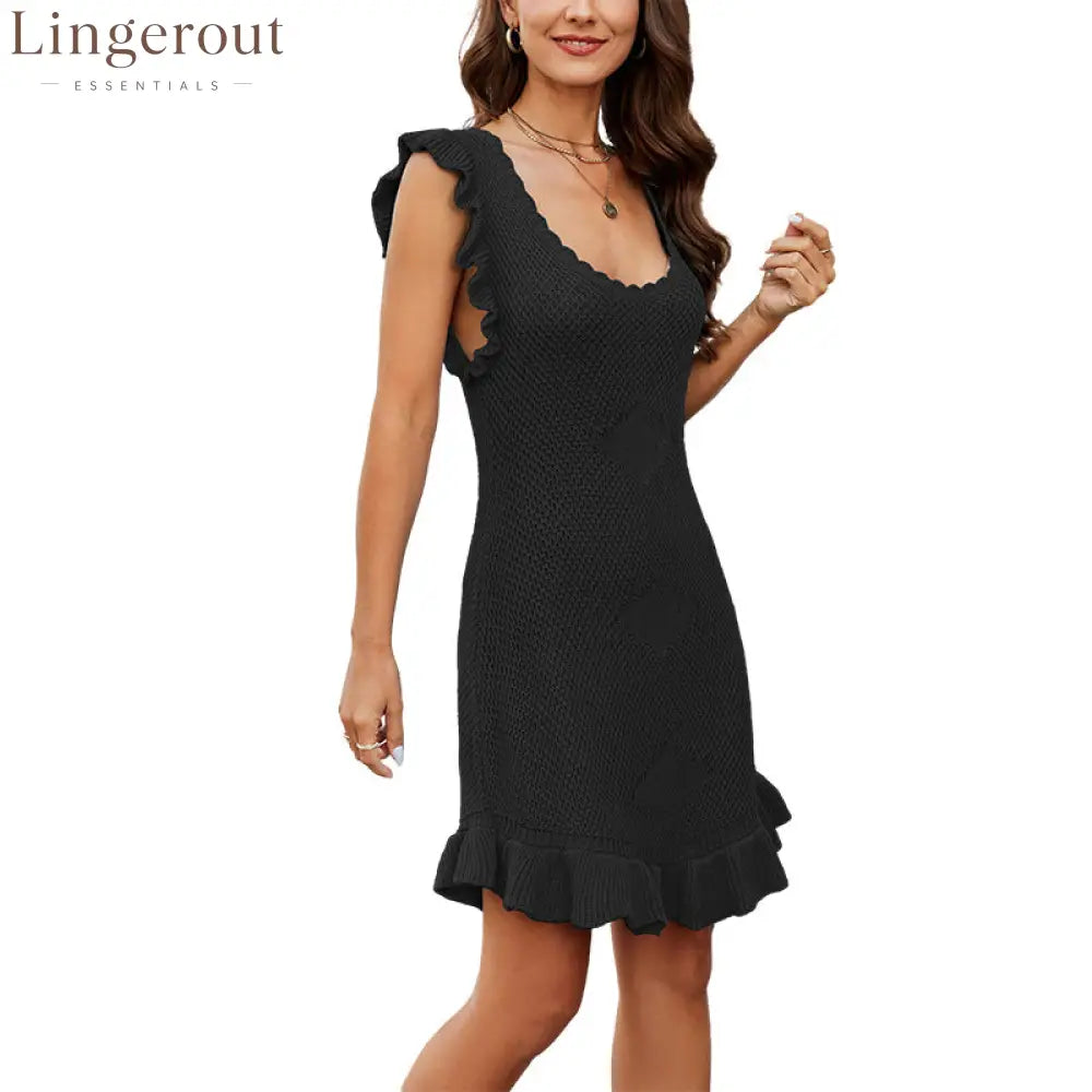 Ruffle Knit Mini Dress