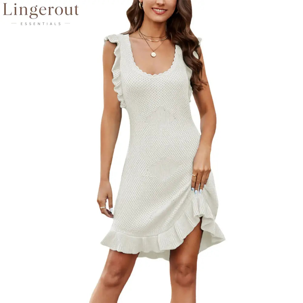 Ruffle Knit Mini Dress