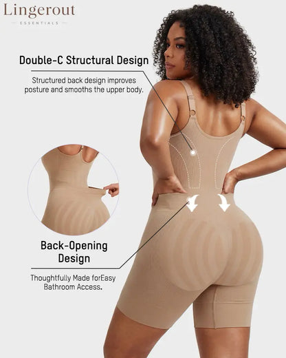 Seamless Tummy Control Shapewear Bodysuit | Butt Lifting High Compression Body Shaper Shorts