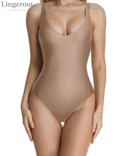 Seamless V-Neck Thong Shapewear Bodysuit
