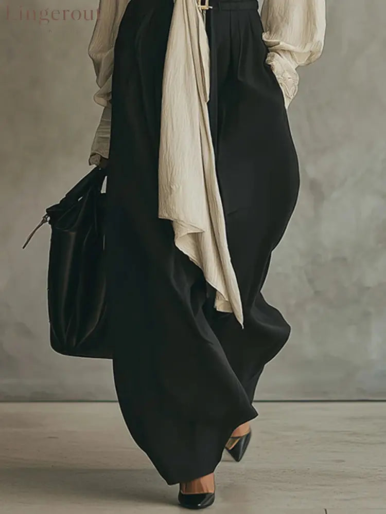 SET WITH BOW SHIRT AND WIDE PANTS