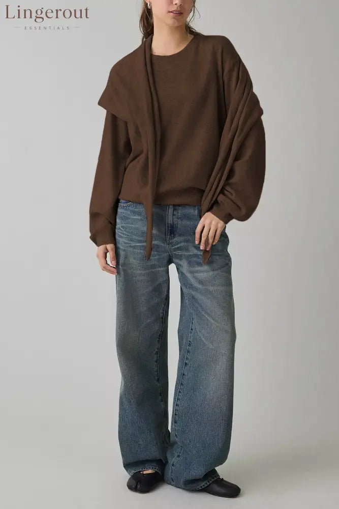 Aliexpress European And American Style Amazon Best Selling Cross-Border Sweater With Shawl Autumn And Winter Round Neck
