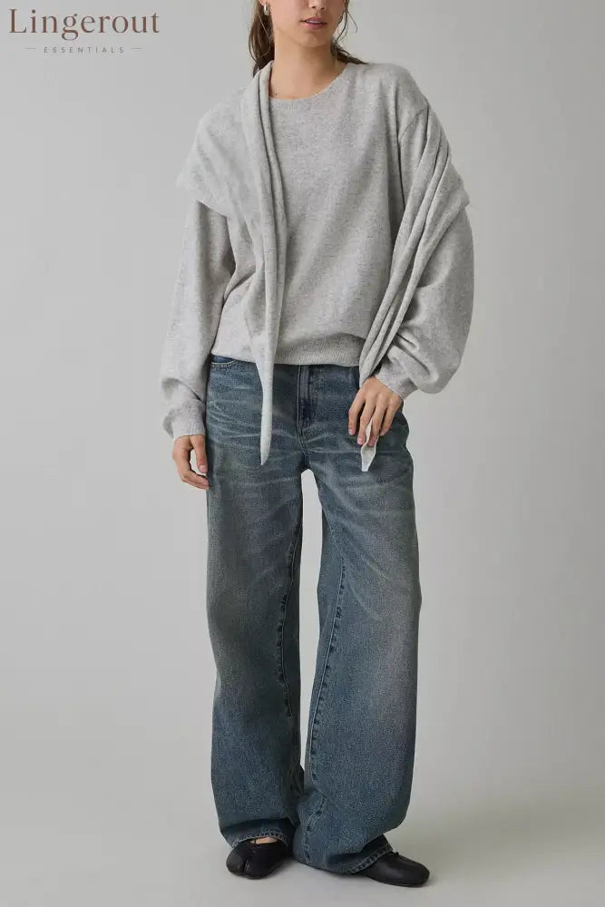 Aliexpress European And American Style Amazon Best Selling Cross-Border Sweater With Shawl Autumn And Winter Round Neck
