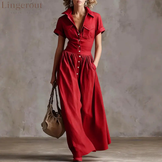 Shirt‑Style Maxi Shirt Dress