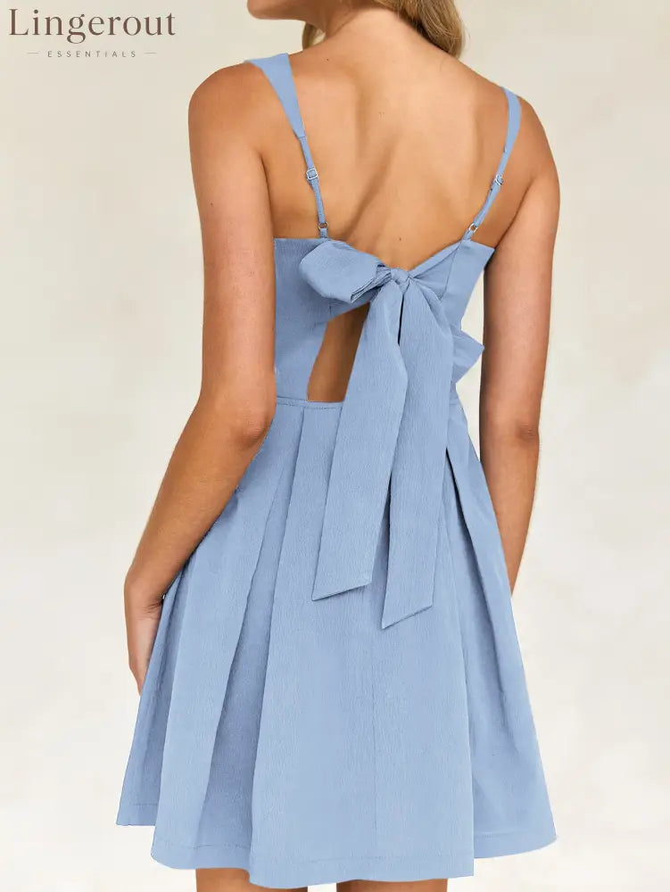Short Sleeveless Party Dress with Back Bow