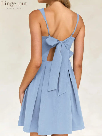 Short Sleeveless Party Dress with Back Bow