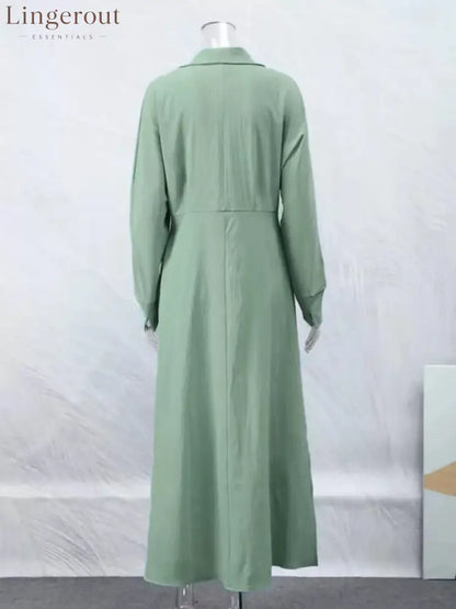 Side Slit Long Sleeve Shirt Dress