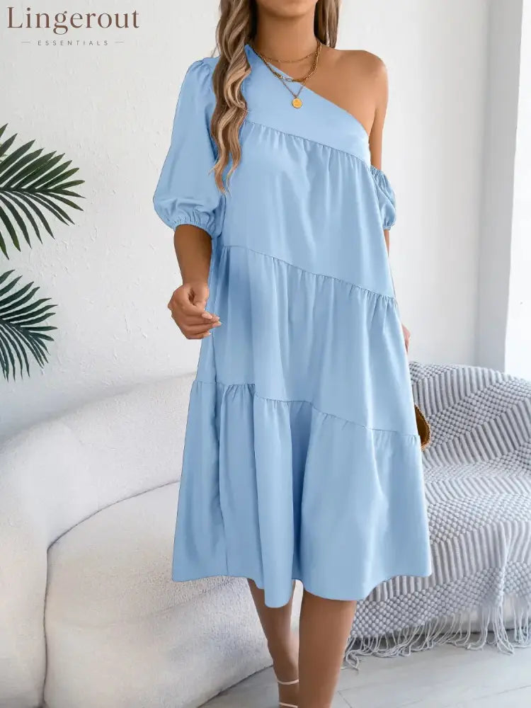 Single Shoulder Tiered Dress