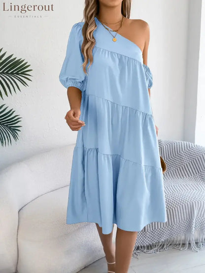 Single Shoulder Tiered Dress
