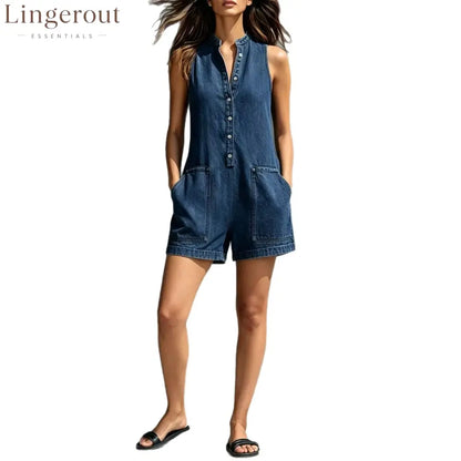 Sleeveless Denim Romper
