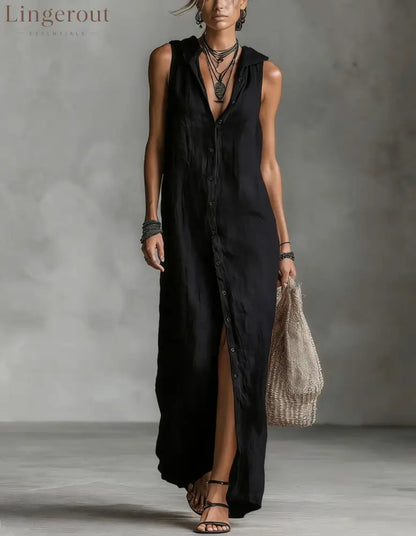 Sleeveless Long Dress Women’s One-piece Dress - Black / S