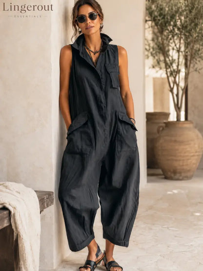 Sleeveless Utility Wide-Leg Jumpsuit - Sleeveless Jumpsuit