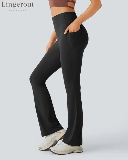 Slimming High-Waist Yoga Leggings with Pockets - Black / S