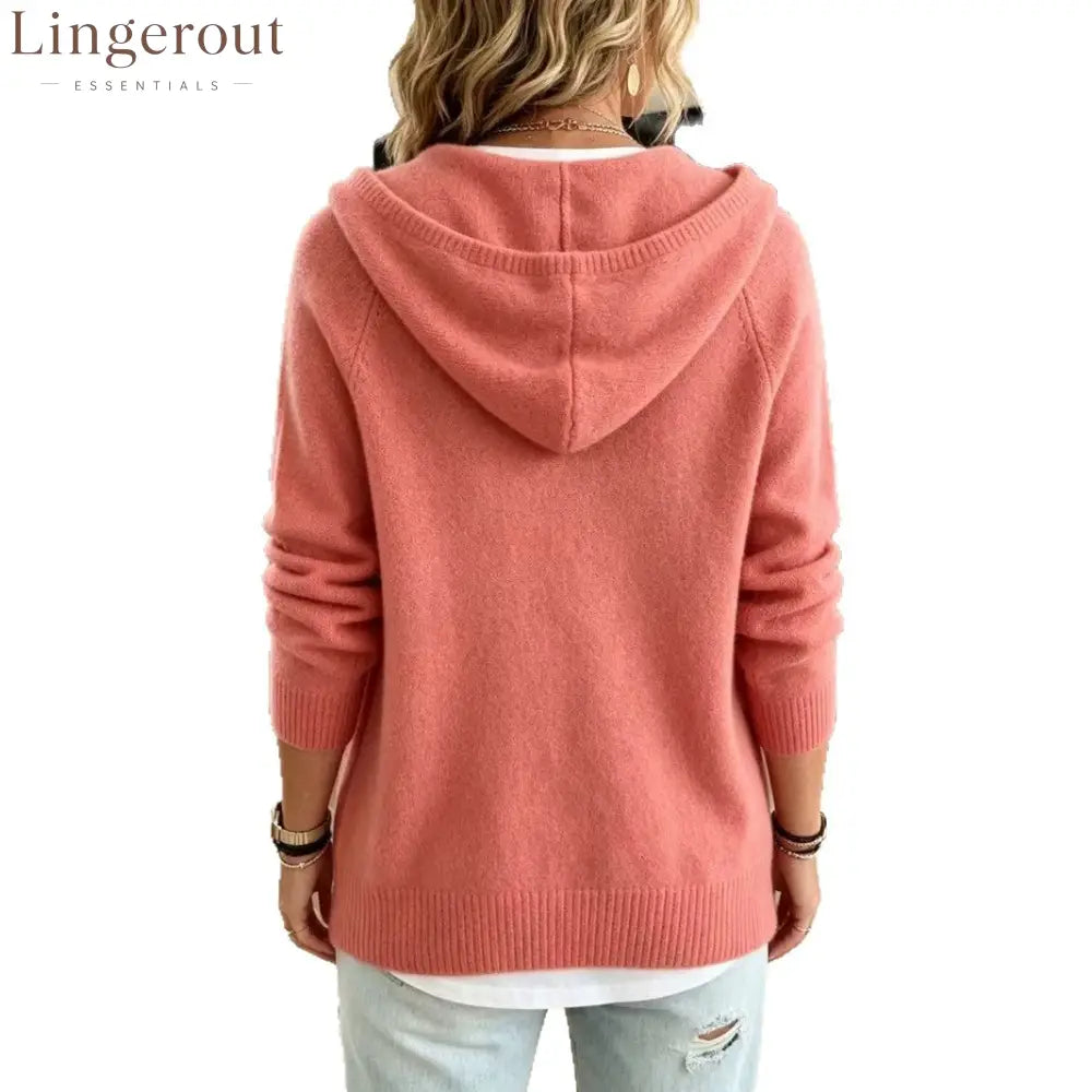 Soft Knit Drawstring Hooded Long Sleeve Pullover Sweater