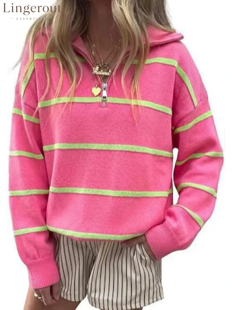 Soft Stripe Half-Zip Sweater