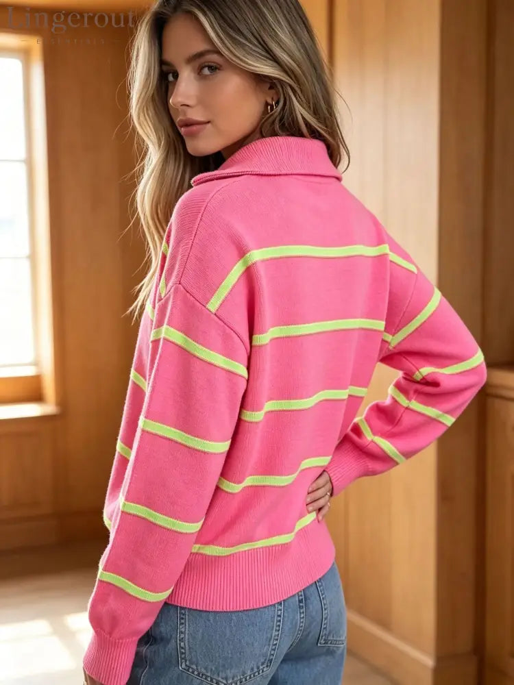 Soft Stripe Half-Zip Sweater