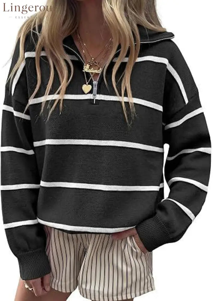 Soft Stripe Half-Zip Sweater
