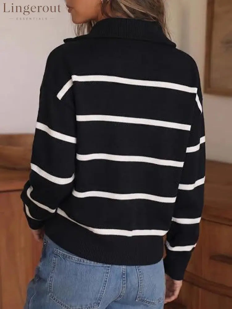 Soft Stripe Half-Zip Sweater