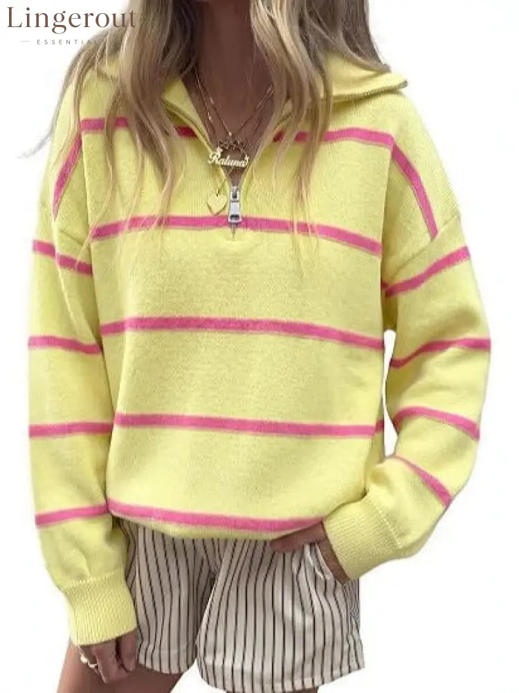Soft Stripe Half-Zip Sweater