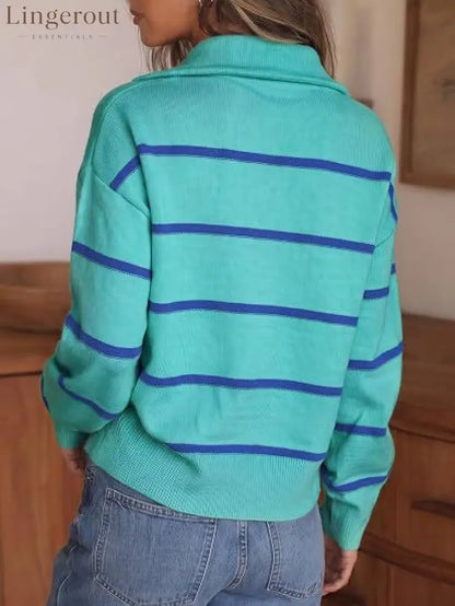 Soft Stripe Half-Zip Sweater