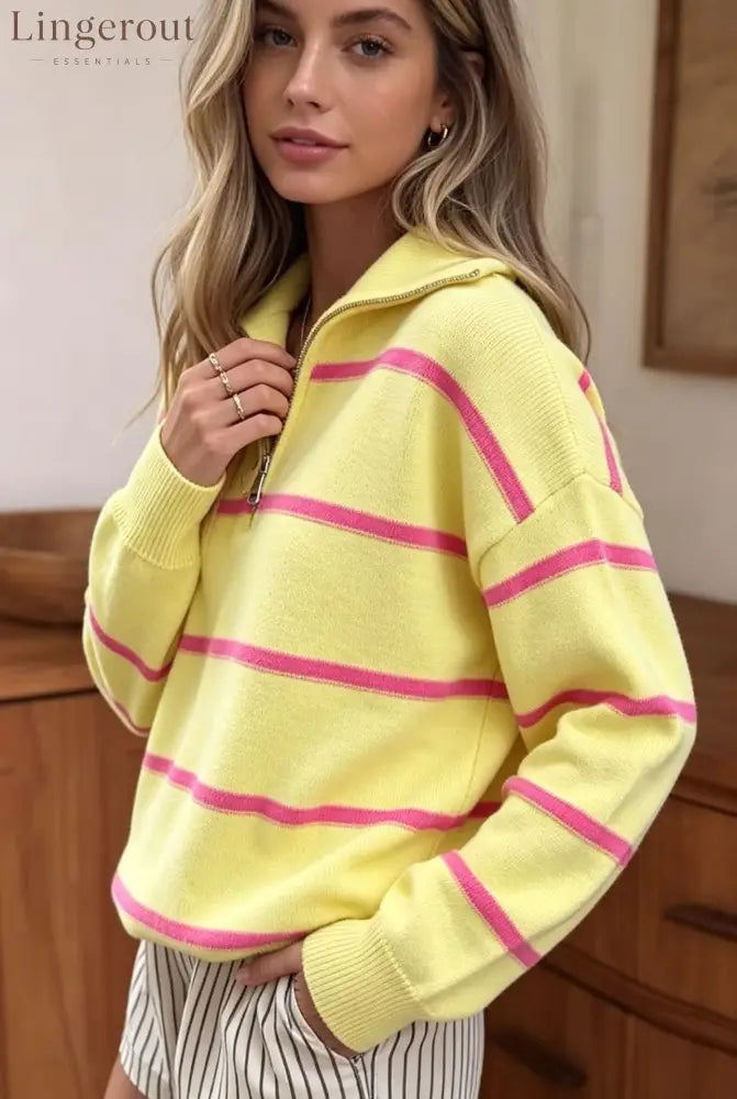 Soft Stripe Half-Zip Sweater