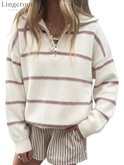 Soft Stripe Half-Zip Sweater