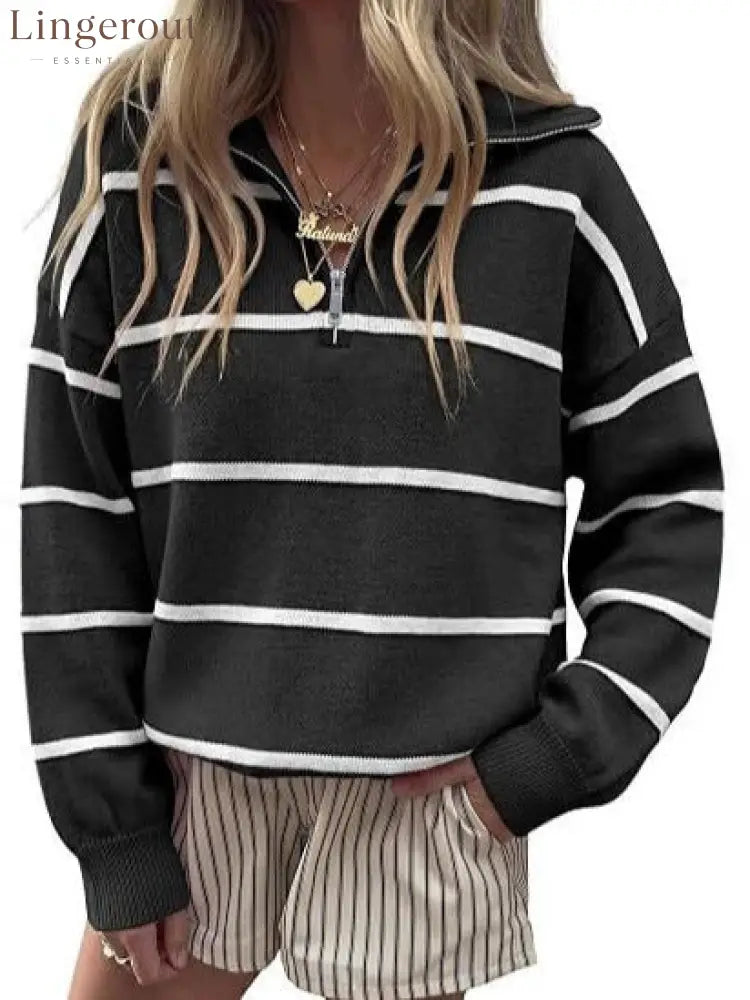 Soft Stripe Half-Zip Sweater