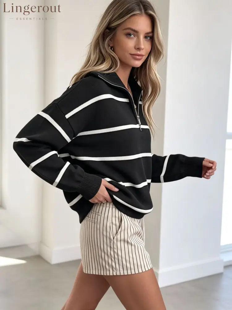 Soft Stripe Half-Zip Sweater