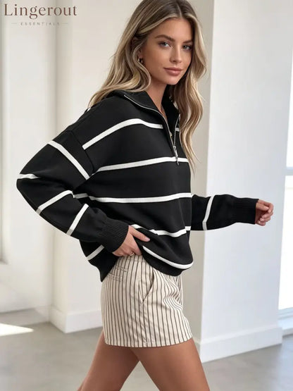 Soft Stripe Half-Zip Sweater
