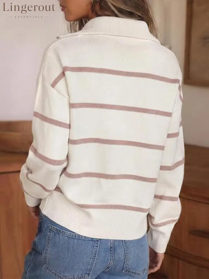 Soft Stripe Half-Zip Sweater