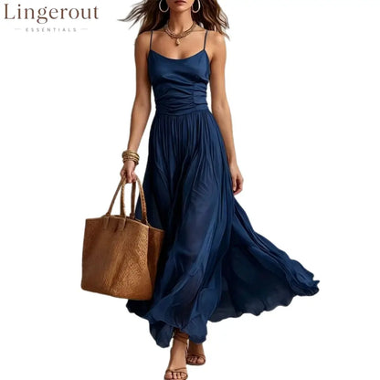 Spaghetti Strap Ruched Bodice Maxi Dress