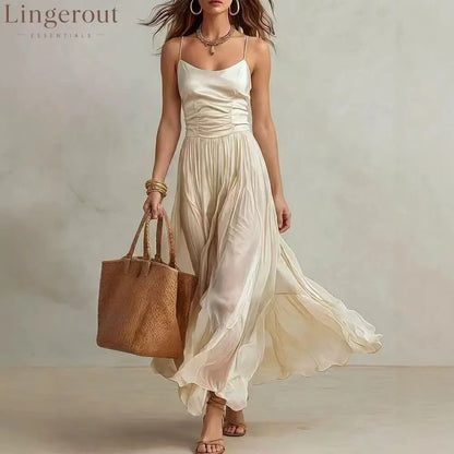 Spaghetti Strap Ruched Bodice Maxi Dress