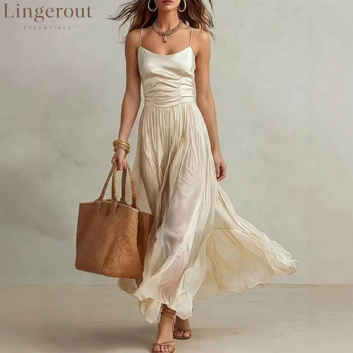 Spaghetti Strap Ruched Bodice Maxi Dress