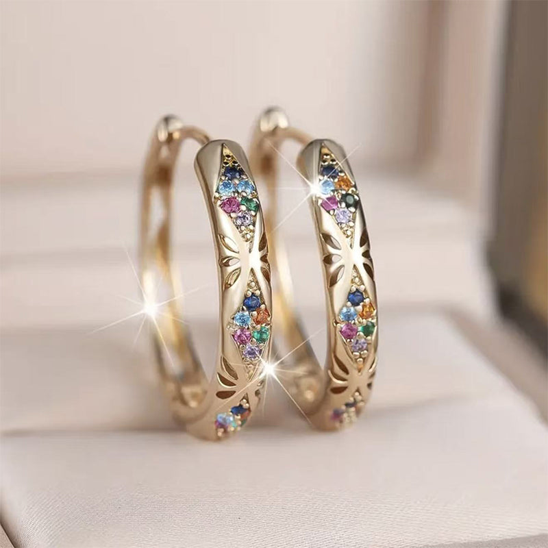 Sparkling Zircon Hollow Hoop Earrings - Buy 1 Pair / 25 mm