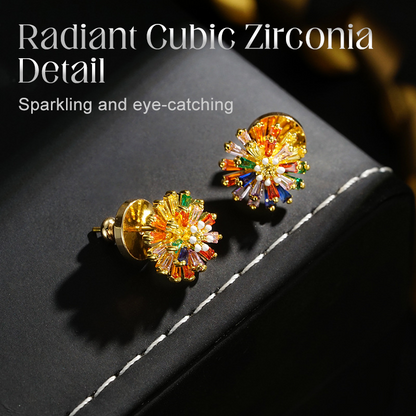 ✨ LIMITED-TIME 30% OFF! ✨ Colorful Firework Stud Earrings – Cubic Zirconia 18K Plated Festive 🎆 - Clothing & Accessories