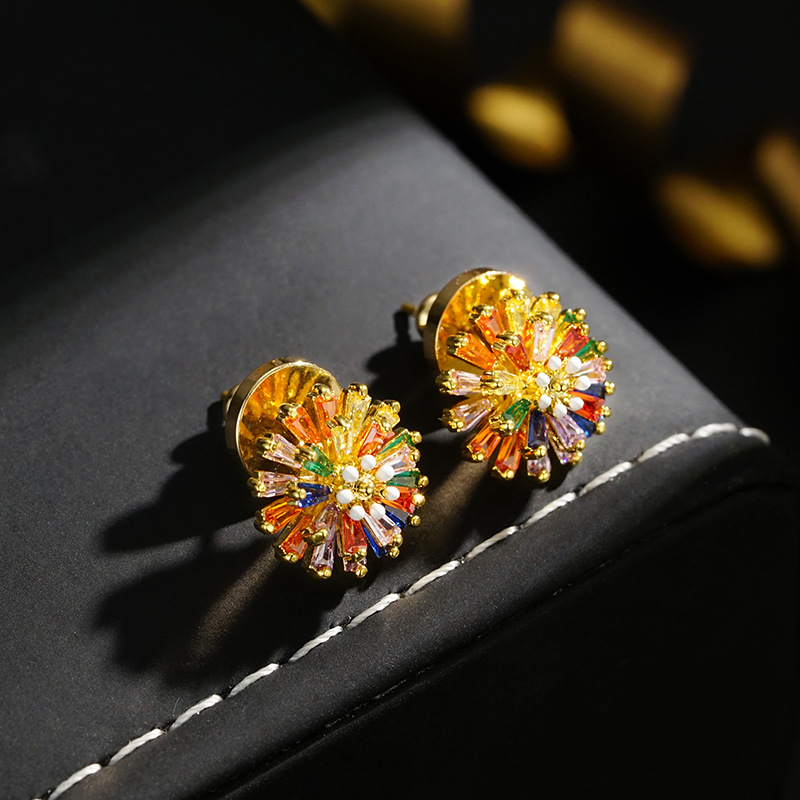 ✨ LIMITED-TIME 30% OFF! ✨ Colorful Firework Stud Earrings – Cubic Zirconia 18K Plated Festive 🎆 - 🛍️ Only Earrings