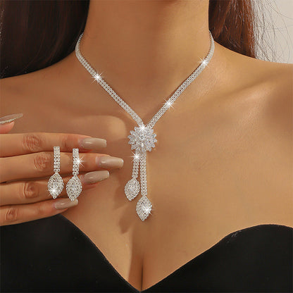 🌼 LIMITED-TIME 30% OFF! ✨ Women’s Zircon Flower Jewelry Set – Elegant Sparkling Ready-to-Gift 💎 - Silver - Clothing &